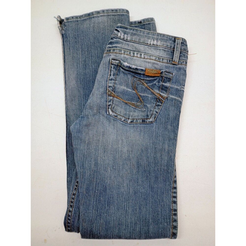 Silver Denim Blue Jeans Women Sz 28/32 Monica Stretch Straight Leg Low Rise